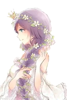 👸 anime, girl, crown, flowers, princess, cute, digital art whatsapp sticker