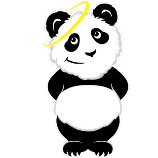 😇 パンダ, 動物, かわいい, ステッカー, 漫画, 光輪 telegram sticker