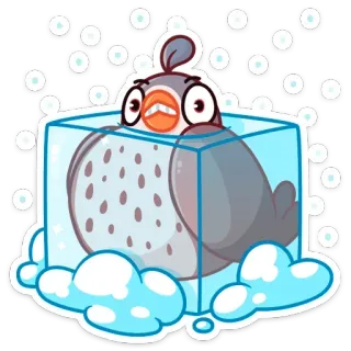 🥶 bird, ice, frozen, cartoon, sticker telegram sticker