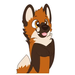 😄 cane, cartone animato, animale, volpe, peloso, carino telegram sticker