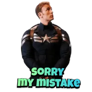 🤭 Captain America SORRY
MY MISTAKE excuse, erreur, désolé, marvel, super-héros telegram sticker