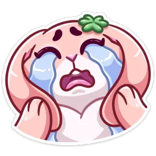 😢 chorando, coelho, triste, angustiado, desenho animado, emoção, lágrimas whatsapp sticker