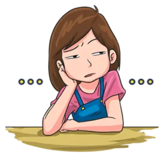 😶 cô gái, hoạt hình, buồn, chán, không vui whatsapp sticker