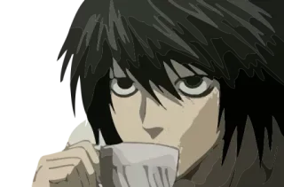 ☕ L Lawliet Death Note 애니메이션, 만화, L, 데스노트, 탐정, 캐릭터, 커피 whatsapp sticker