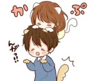 🐱 か
ぷ
んが
ふ! Anime, Kreskówka, Kawaii, Kot, Słodki telegram sticker