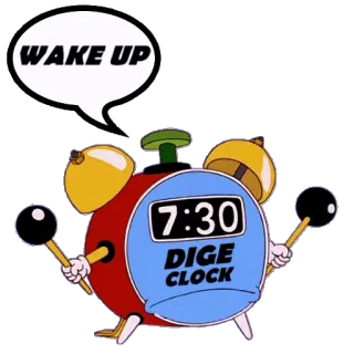 ⏰ WAKE UP despertador, desenho animado, acordar, relógio, tempo, manhã telegram sticker