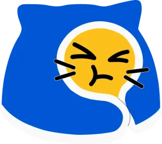 😌 katze, cartoon, aufkleber, wütend, gelb, blau telegram sticker