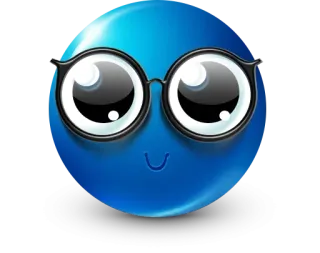 🤩 azul, círculo, cara, gafas, dibujo animado, emoji whatsapp sticker