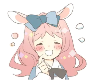 🐰 ragazza anime, orecchie da coniglio, carino, kawaii, cartone animato, adesivo telegram sticker