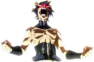 😤 Kamina Tengen Toppa Gurren Lagann anime, screaming, determination, fighting, leader telegram sticker