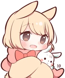 😃 애니메이션, 귀여운, 카와이, 캐릭터, 치비, 토끼, 동물 telegram sticker