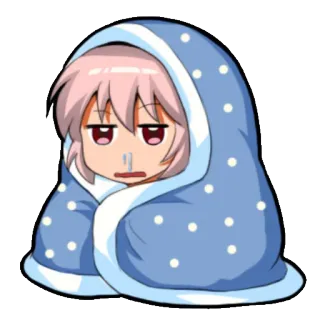❄️ Аниме, Чиби, Одеяло, Сонный, Милый telegram sticker