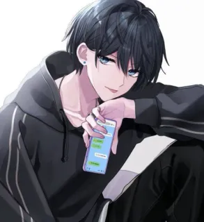 📱 Anime, Anak laki-laki, Telepon, Kasual, Remaja, Tampan telegram sticker