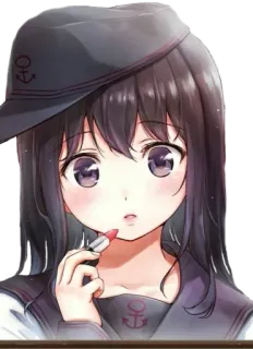 👀 Ragazza anime, Rossetto, Trucco, Ragazza, Ancora, Cappello, Carino telegram sticker