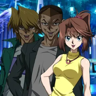 😝 Yu-Gi-Oh! anime, characters, friendship, group, smiling telegram sticker