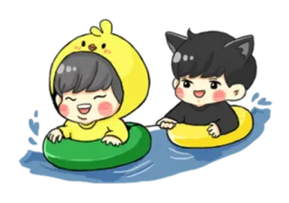 💦 imut, kartun, karakter, berenang, pelampung, menggemaskan, kawaii whatsapp sticker