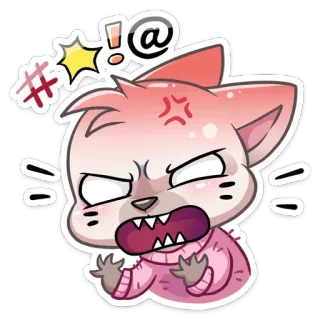 🤬 wütend, Cartoon, Katze, frustriert, beleidigend, Ausdruck whatsapp sticker