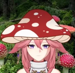 🍄 Yae Miko Genshin Impact 动漫, 电子游戏, 八重神子, 原神, 角色, 蘑菇帽 telegram sticker