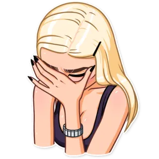 🤦‍♀️ mujer, rubia, dibujos animados, chica, triste, emocional telegram sticker