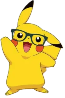 🤓 Pikachu Pokemon โปเกมอน, ปิกาจู, การ์ตูน, แว่นตา, สีเหลือง telegram sticker
