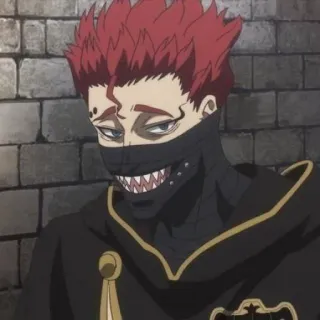 🖇 Black Clover Anime, Personaje, Black Clover, Máscara, Pelo rojo telegram sticker