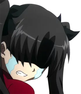 😭 Rin Tohsaka Fate/stay night アニメ, 泣く, 悲しい, 感情, 女性, 漫画, 涙 telegram sticker