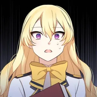 🥡 Anime, Mangá, Cabelo loiro, Olhos roxos, Chocado(a), Uniforme escolar telegram sticker