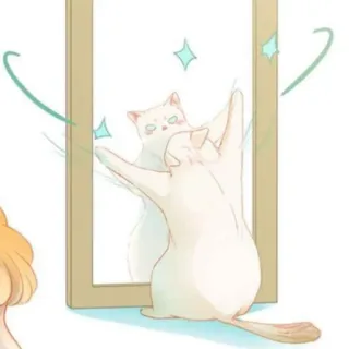 🌧 gato, espejo, reflejo, animal, mascota, lindo telegram sticker