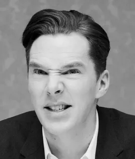 😬 Benedict Cumberbatch Benedict Cumberbatch, actor, celebrity, portrait, black and white telegram sticker