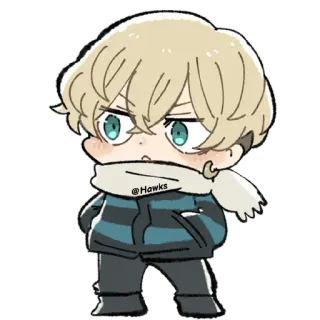😒 @Hawks Anime, Postać, Chibi, Naklejka, Kreskówka, Manga telegram sticker