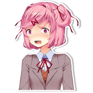 😱 Natsuki Аниме, Девушка, Манга, Милый, Румянец, Испуганный whatsapp sticker