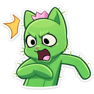 😡 cactus, chat, en colère, dessin animé, autocollant telegram sticker