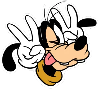 😁 Goofy konyol, Disney, kartun, perdamaian, gestur whatsapp sticker