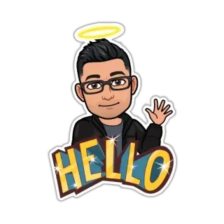 😀 HELLO привет, приветствие, bitmoji, мультфильм, машет, ореол telegram sticker