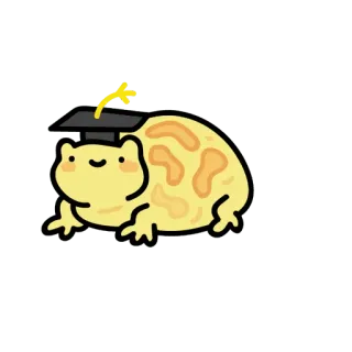 🤓 ếch, tốt nghiệp, mũ tốt nghiệp, hoạt hình, động vật, dễ thương, vui vẻ telegram sticker