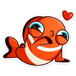 ❤️ Fisch, Clownfisch, Cartoon, Tier, süß, Herz whatsapp sticker
