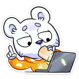 💻 медведь, мультик, животное, ноутбук, компьютер, пьющий telegram sticker