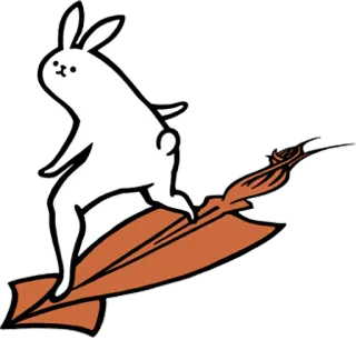 🏄 bunny, rocket, cartoon, cute, funny, animal telegram sticker
