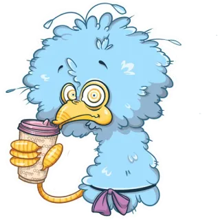 ☕️ Vogel, Kaffee, Cartoon, Niedlich, Getränk, Tier telegram sticker