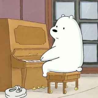 ❄️ Ice Bear We Bare Bears Ice Bear, We Bare Bears, piano, dessin animé, ours, assis, animation, mignon whatsapp sticker