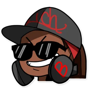 😎 LCH
B Dibujo animado, Personaje, Persona, Gafas de sol, Auriculares telegram sticker