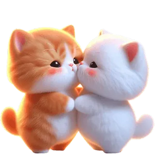 🥰 kucing, imut, cinta, hewan, berciuman, anak kucing, menggemaskan telegram sticker