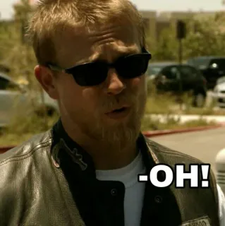 😯 -OH! sunglasses, man, tv show telegram sticker