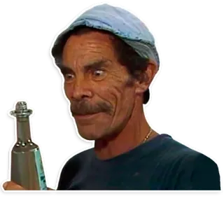 🍺 Don Ramon homem, El Chavo del Ocho, México, garrafa, chapéu whatsapp sticker