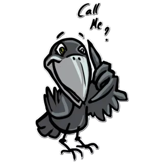 🤙 Call Me? ворона, птица, зов, вопрос, милый telegram sticker
