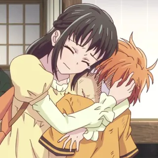 ❤️ anime, hug, affection, comfort, characters telegram sticker