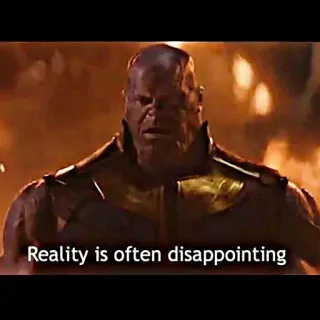 ☹️ Thanos Avengers Reality is often disappointing ภาพยนตร์, ตัวร้าย, มาร์เวล, อเวนเจอร์ส, ธานอส telegram sticker