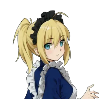 😌 Аниме, Горничная, Блондинка, Персонаж whatsapp sticker