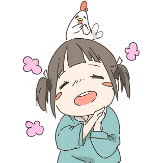 ☺️ anime, girl, chicken, cute, cartoon, happy telegram sticker