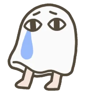 ๐ ghost, sad, crying, cartoon, emotional, cute, sticker whatsapp sticker